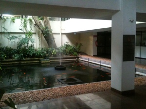 Complete with koi pond.